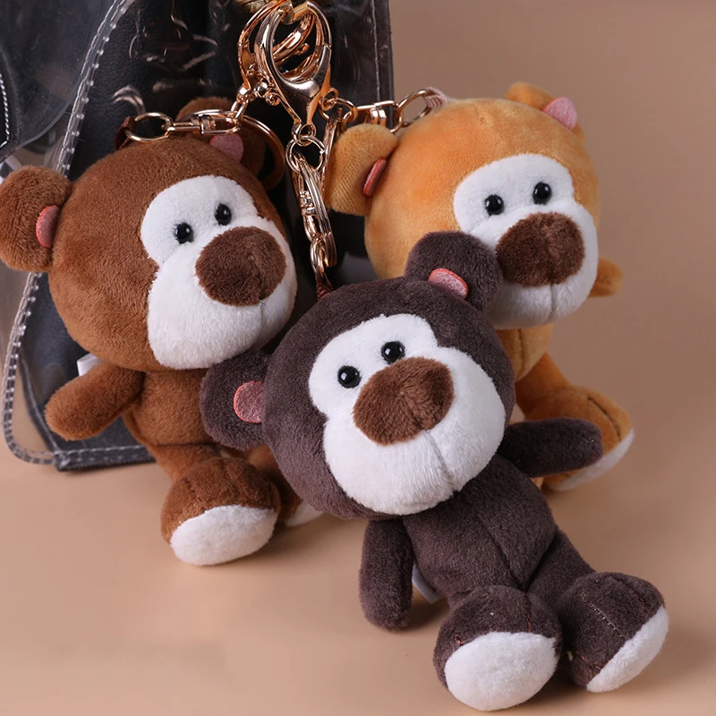 1Pcs Fun Cute Big Nose Bear Plush Keychain Funny Cute Bear Doll Pendant Backpack Decoration Charm Girls Kids Birthday Small Gift