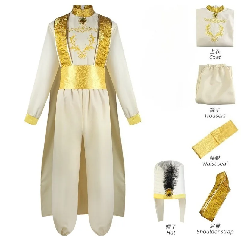 2026 Aladdin Cosplay Costume Men Aladdin Lamp Prince Costume Outfit for Adult Halloween Carnival Pa rty Movie Roleplay Wearing view 6