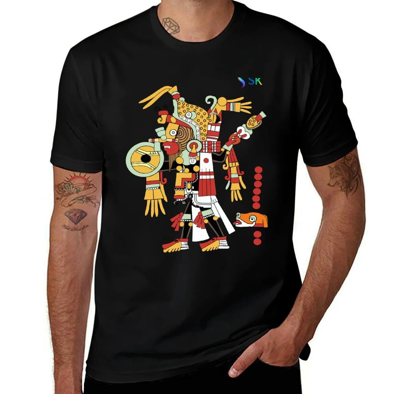 

Aztec Deity Illustration T-Shirt clothes anime vintage t shirts men t shirt