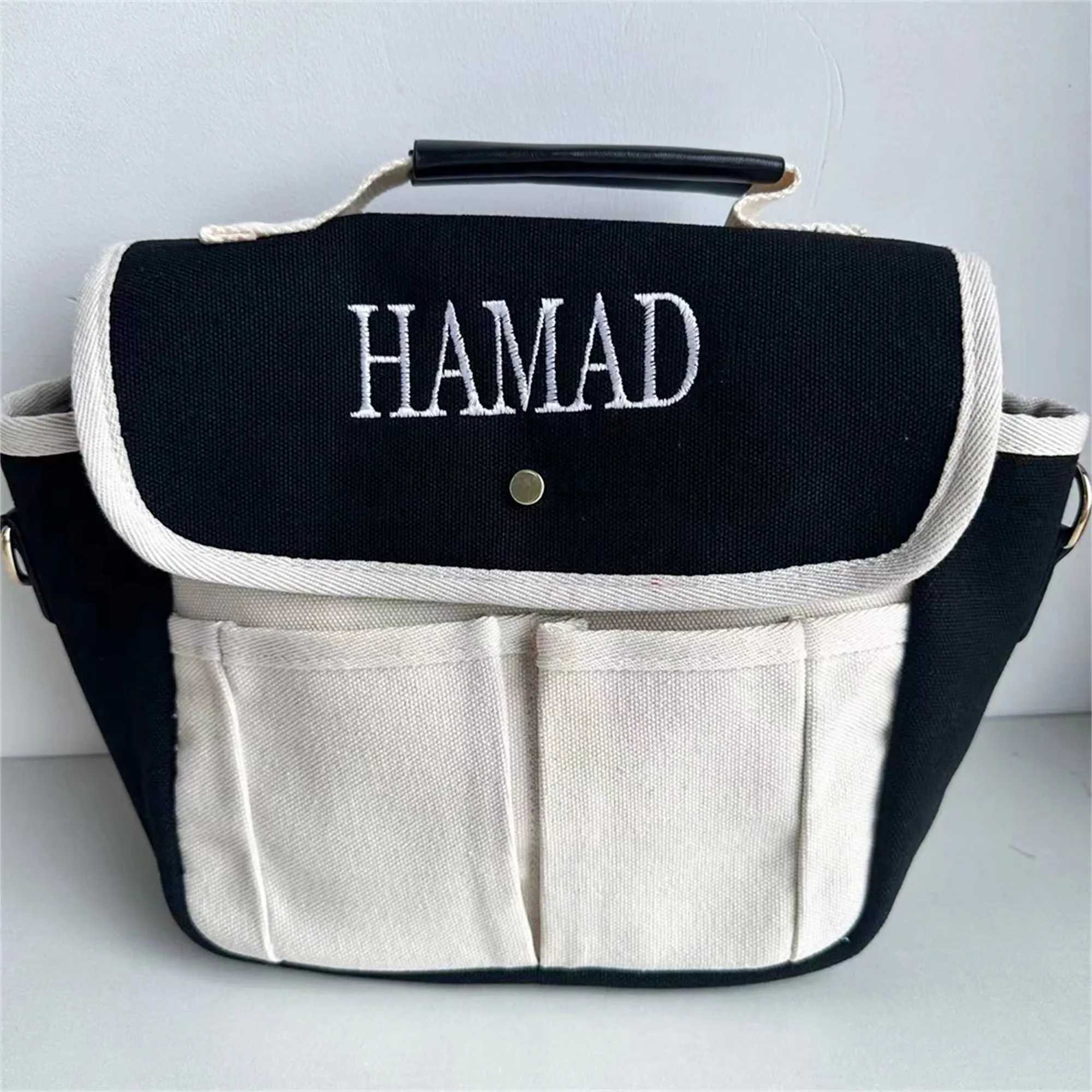 Customizable Large Capacity Handbag for Women Fashion Canvas Personalized Name Embroidered Casual Tote Messenger Bag Outdoor Mom