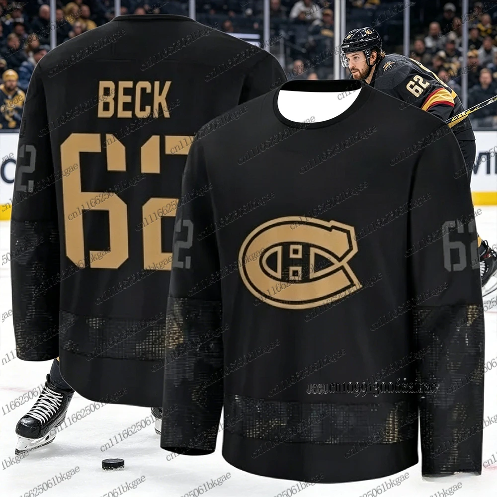 Herbst-Winter Neue Eishockey-Trikots für Herren Montreal Canadie Schwarz-Goldene Hockey-Trikots Damen Herren Lässige Langarm-Trikots – Detail 6