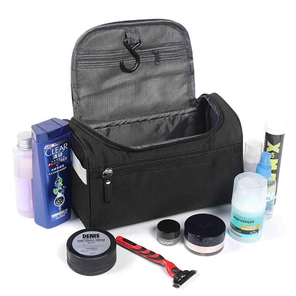 2023 Unisex MakeUp Wash Pouch Organizador Saco de Artigos de Higiene Pessoal de Viagem das Mulheres Crânio Impressão Gancho Up Sacos de Cosméticos Homens Bolsa Make Up Caso