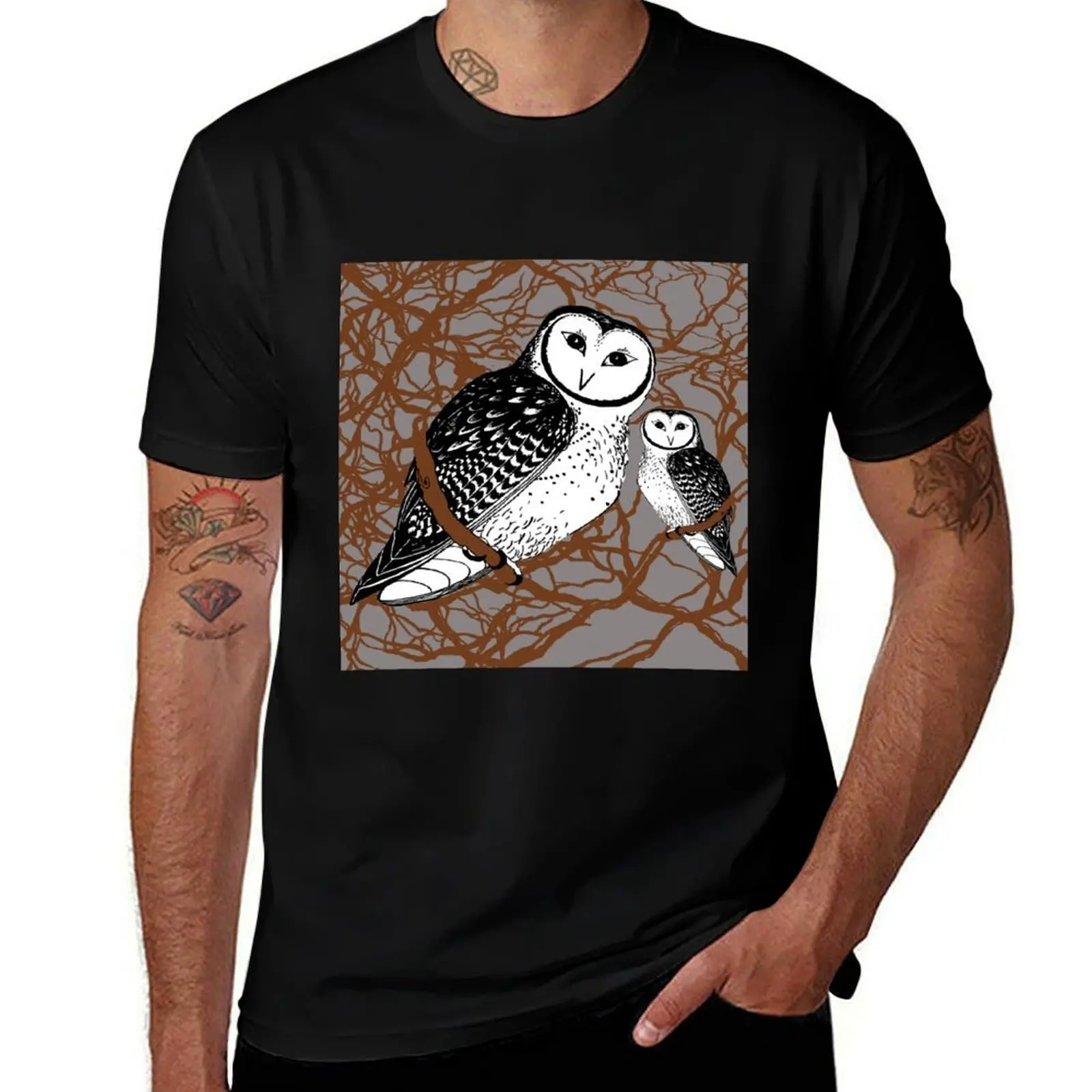 Pair of Tasmanian Masked Owls - Endangered T-Shirt Casual Daily Graphic Tee T-Shirt