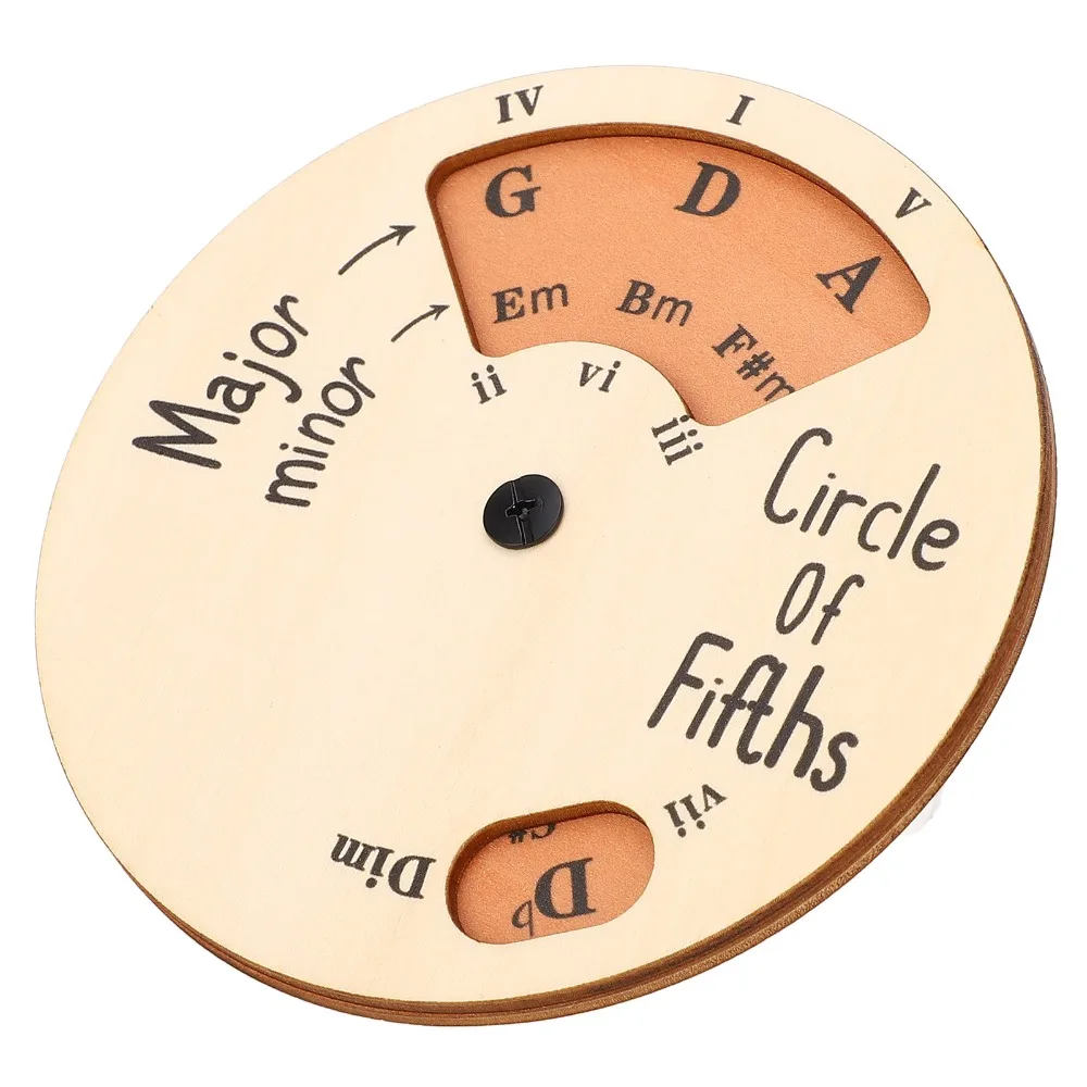 Wooden Circle of Fifths Wheel​ ​Rotatable ​Clear Letter Marking ​Melody Chord Tool​ ​Wood Color​ Music Theory Disc