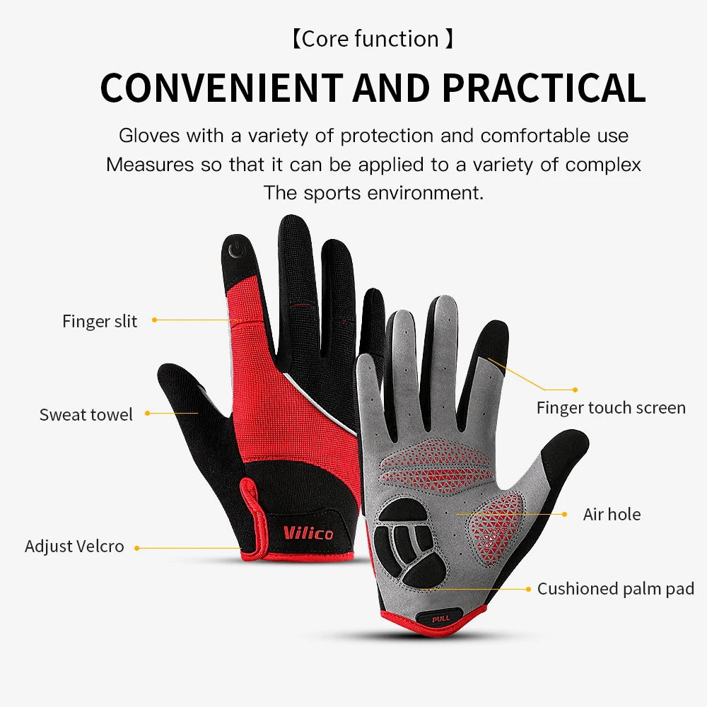 New Cycling Gloves Full Finger Winter Bike Gloves  Anti-Slip Shock-Absorbing Touchscreen Bicycle Gloves Men And Women Gloves