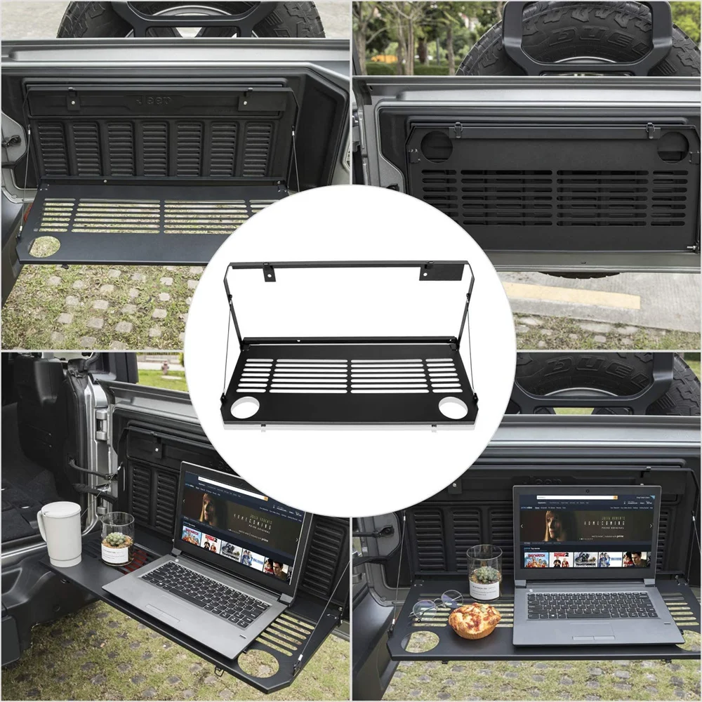 ANX Foldable Tailgate Table for Jeep Wrangler 2018-2023 JL Trunk Rear Door Table Storage Cargo Shelf Rear Car Ourdoor Table