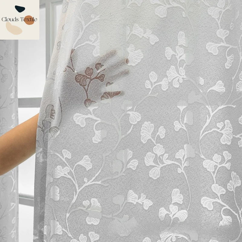 Jacquard Hollow Window Screen Is Light-transmitting and Opaque, Gray and Versatile for Living Room, Bedroom and Dining Room