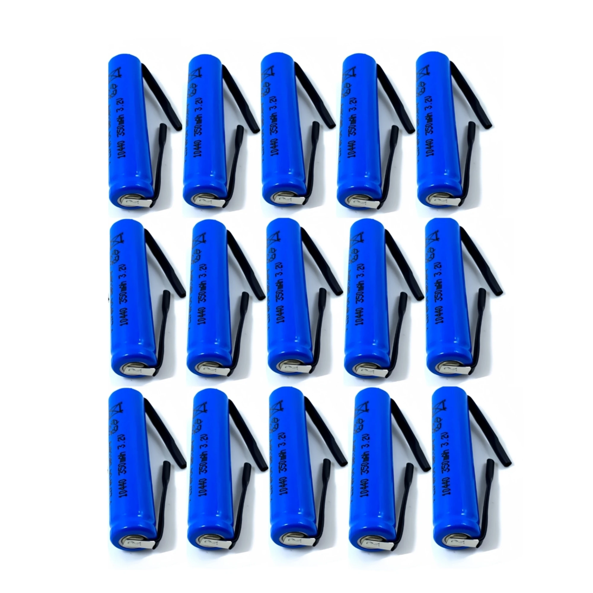 

15PCS 10440 LiFePO4 battery 3.2V 350mAh AAA with solder tabs for Electric toothbrush Shaver Wall clock LED ceiling lights Camera