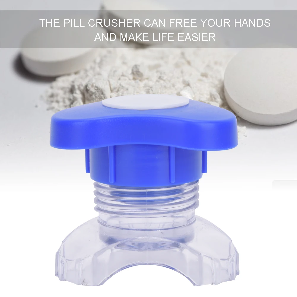 New Plastic Tablet Crusher Manual Press Blue Pill Grinder Ergonomic Handle Medicine Crusher Clear Storage Cup