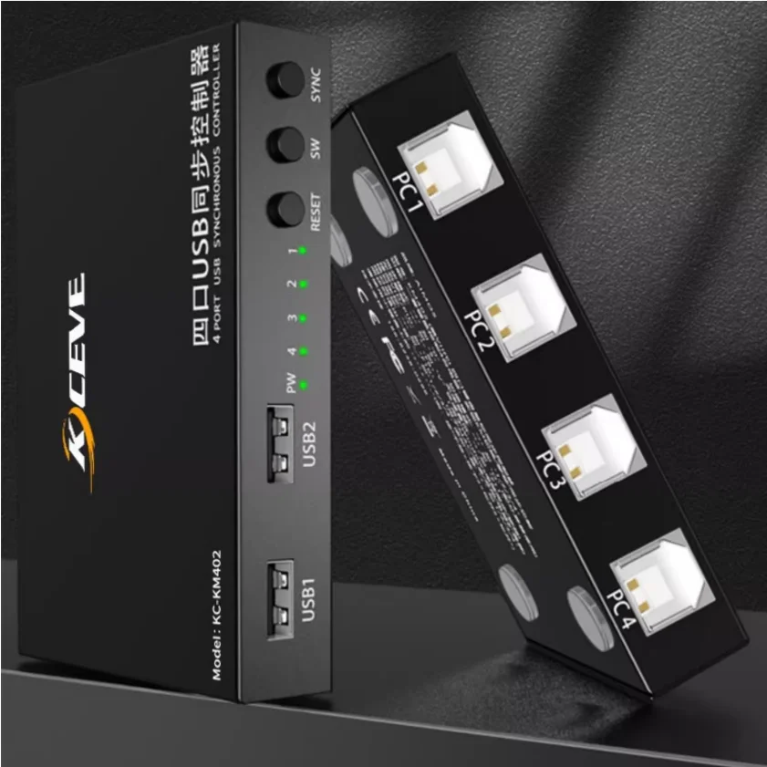 4 Ports USB Synchronizer - KCEVE 4 PC KVM Switch/Distributor,Aimos DNF Keyboard Mouse Shared Display Synchronization Controller