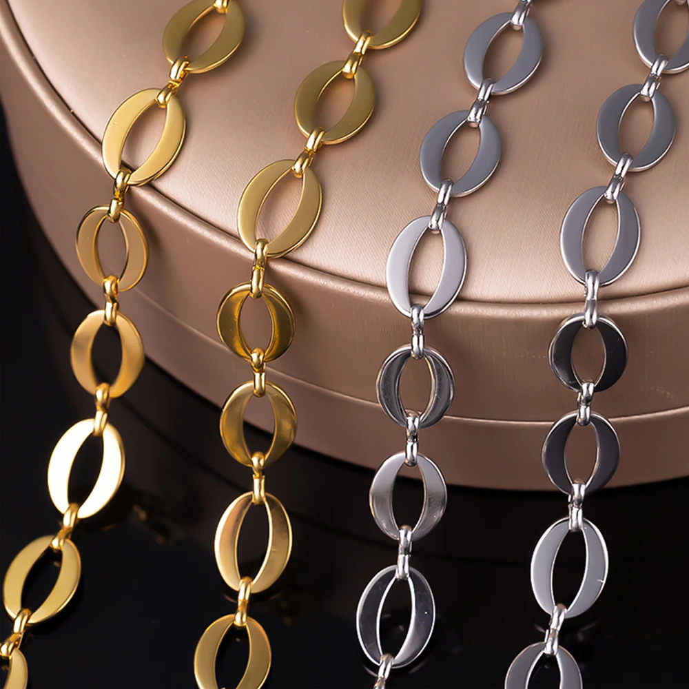 

1Meter Stainless Steel Oval Shpae Cuban Chains for Diy Handmade Bracelets Necklaces Crafts Jewelry Making Supplies Findings