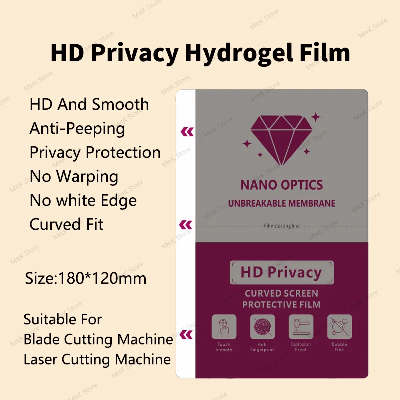 50PCS Matte Privacy Protection Flexible Hydrogel Film For Mobile Phone TPU HD Privacy Screen Protective Film For Cutting Machine