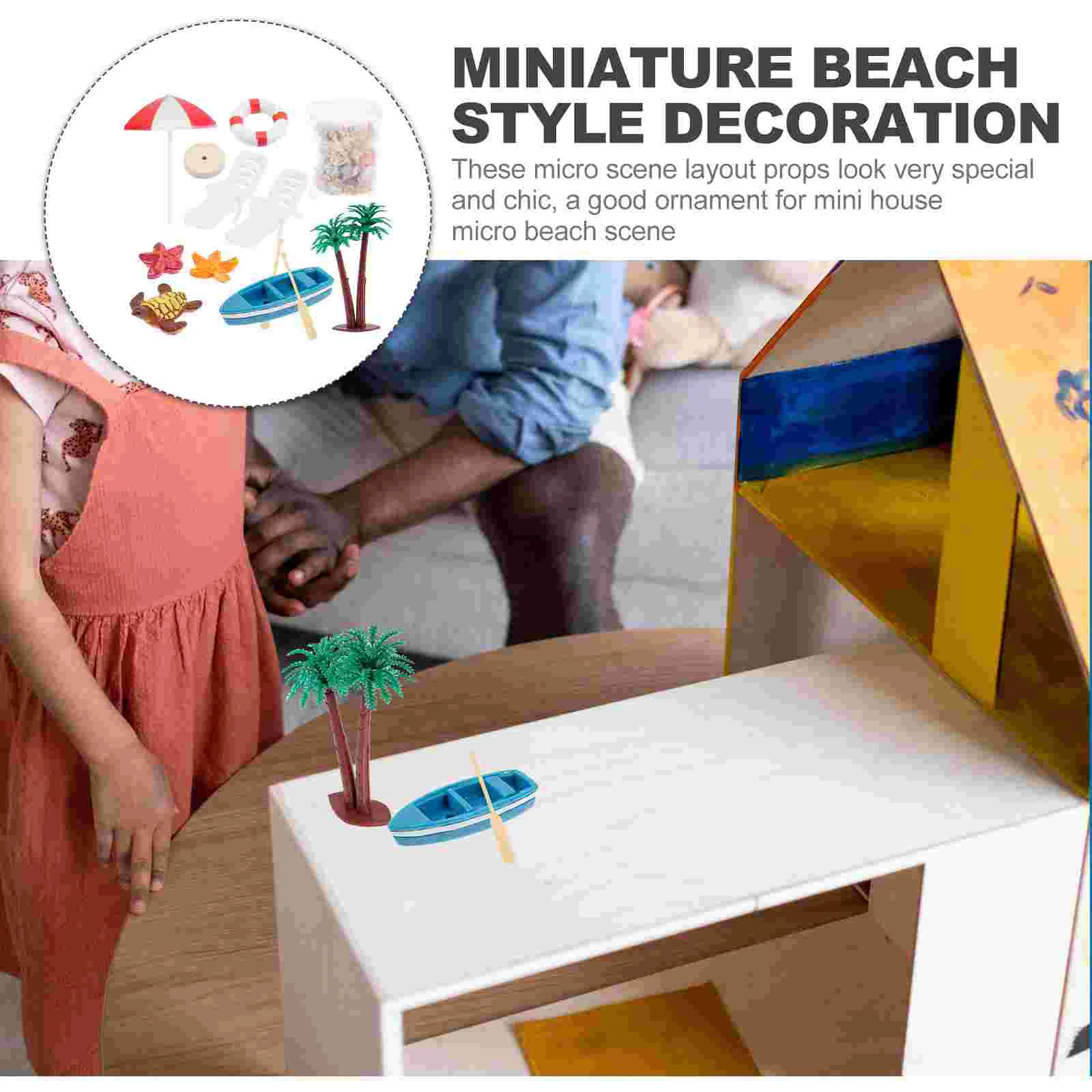 House Beach Mini Accessories Micro Scene Layout Props Fairy Figurines Miniature Summer Style Ornament Resin Home Decor