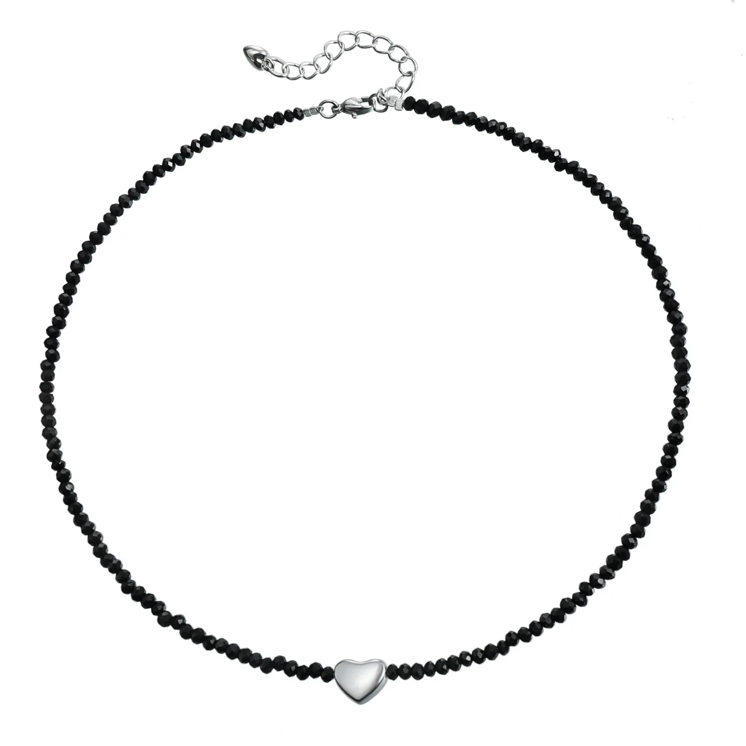 Colliers Pendentif Crystal Glass Rice Beads Black Gallstone Love Clavicle Chain Necklace for Girls Jewellery Women