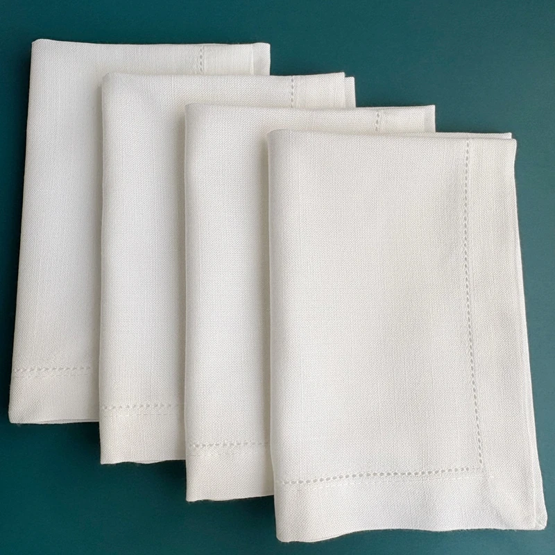 12 Pieces Flax Linen Napkins Hemstitched Linen Napkins Dinner Cloth Linen Napkins Cloth Washable Flax Cloth Napkin