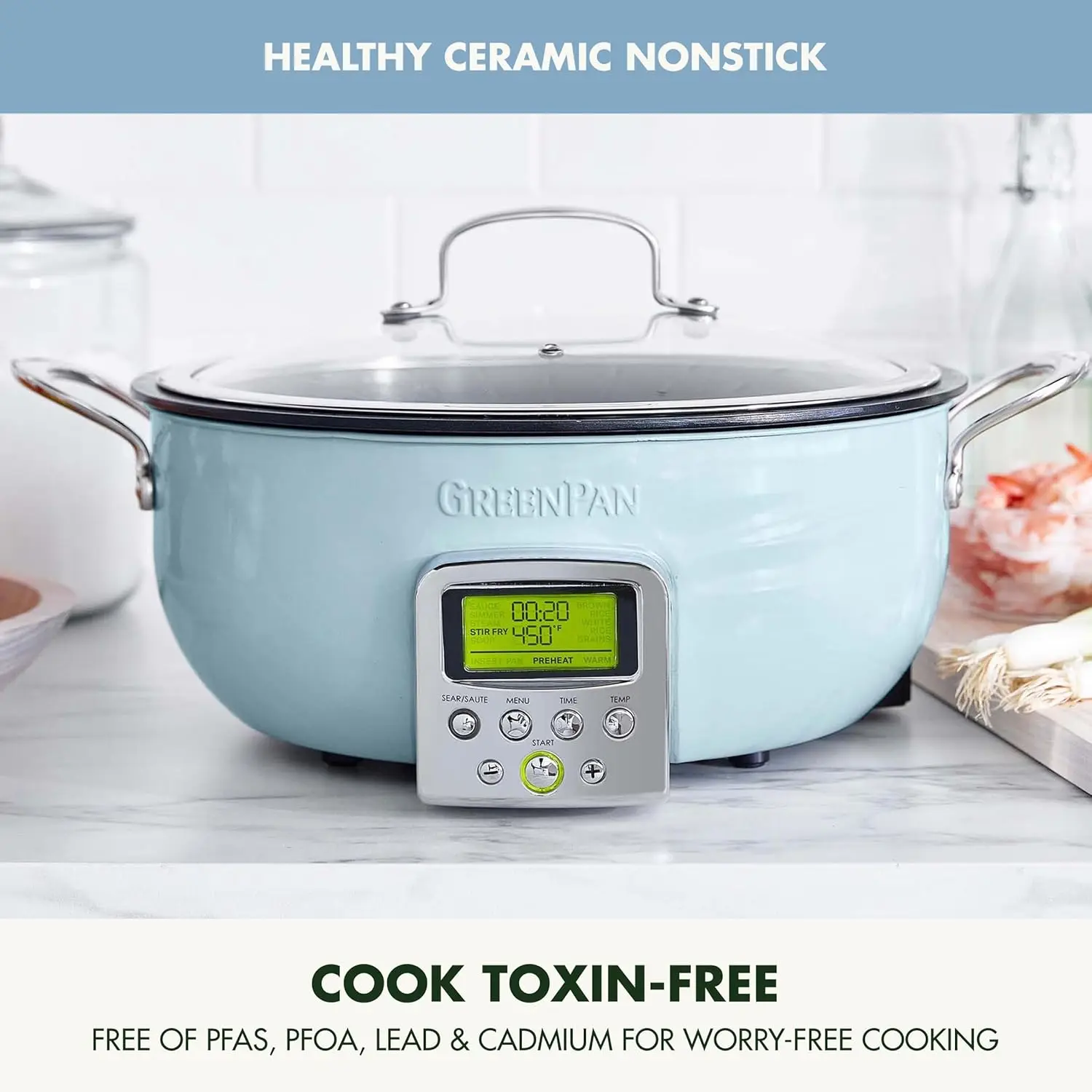 Smart Electric 6QT Skillet Pot,Sear Saute Stir-Fry and Cook Rice, Healthy Ceramic Nonstick and