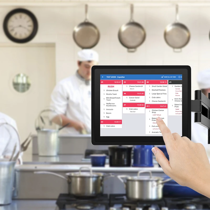 IP65 fully waterproof 10.1  inch touch screen all in one panel pc restaurant kds commercial kitchen display system