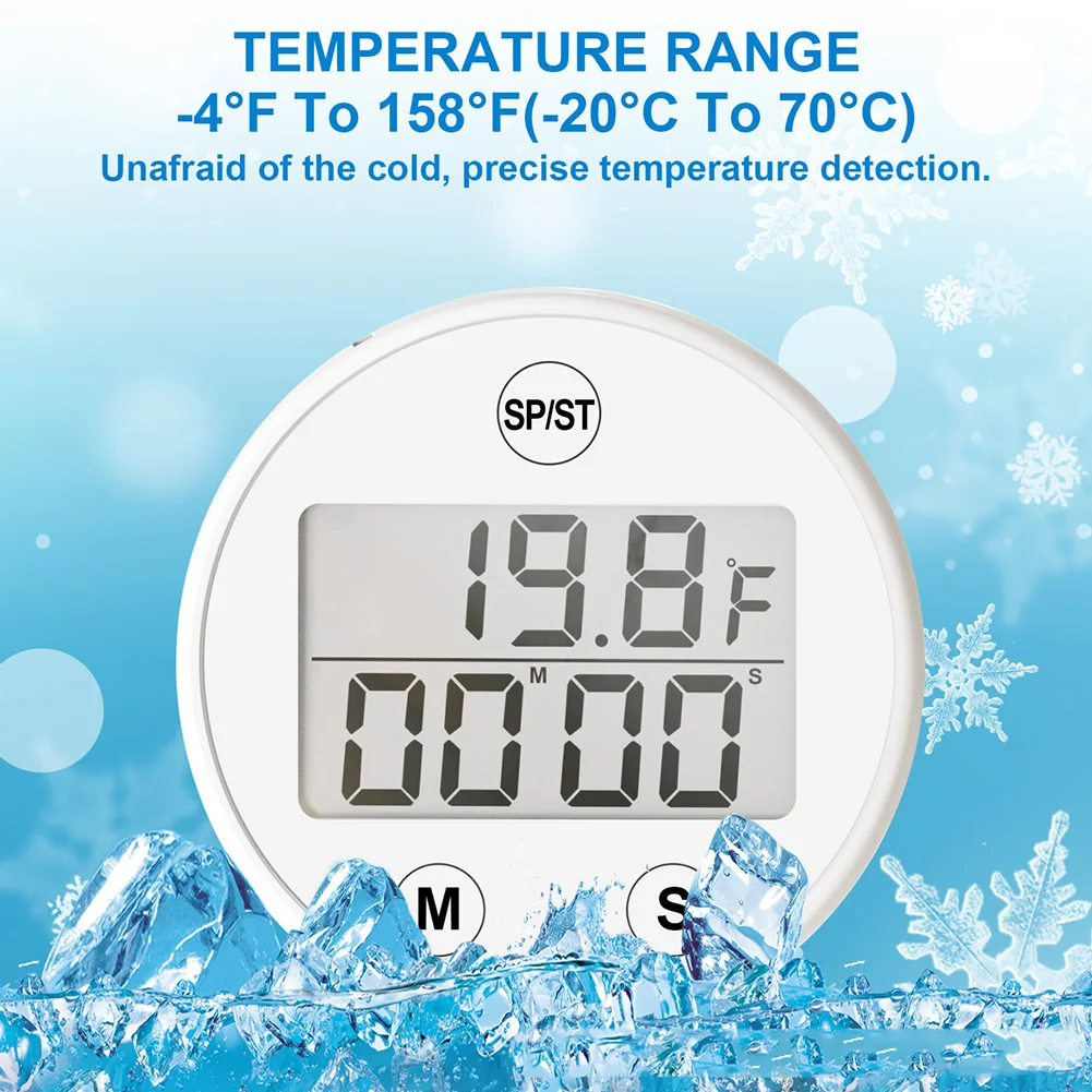 Termômetro de banho de gelo, termômetro de banho de água para banho de gelo, temporizador à prova d'água, termômetro flutuante, medidores de temperatura da água