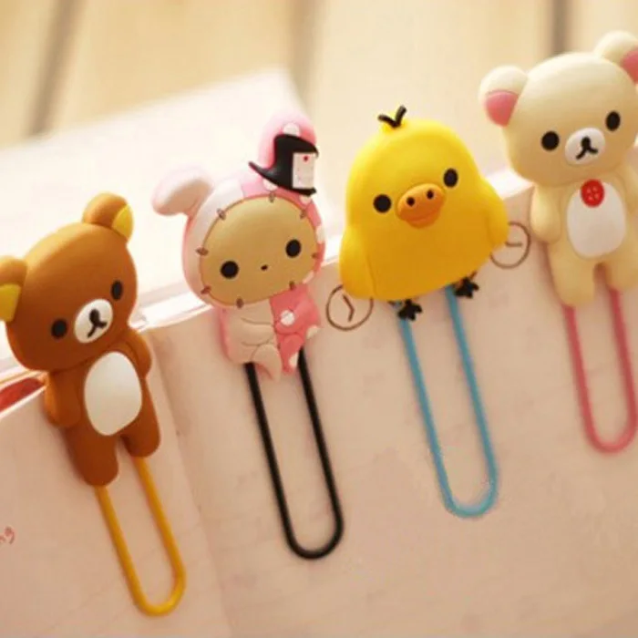 Cartoon PVC Soft Bookmarks Metal Book Clip Large Paper Clips Student Page Bookmark Clip