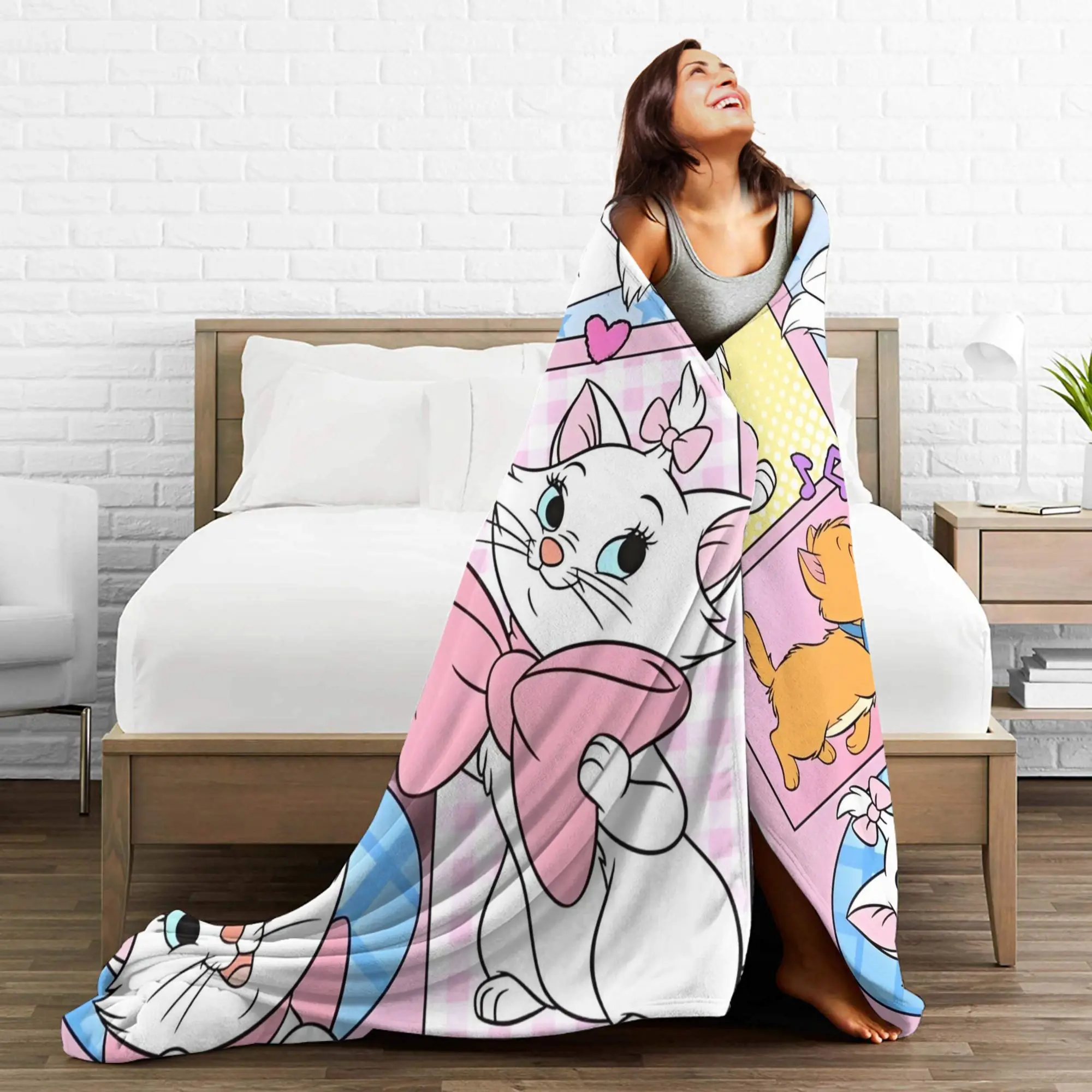 بطانيات أرستوكاتس ماري كات بطانيات كرتونية من الفلانيل مضحكة دافئة لمفرش السرير للشتاء، #6