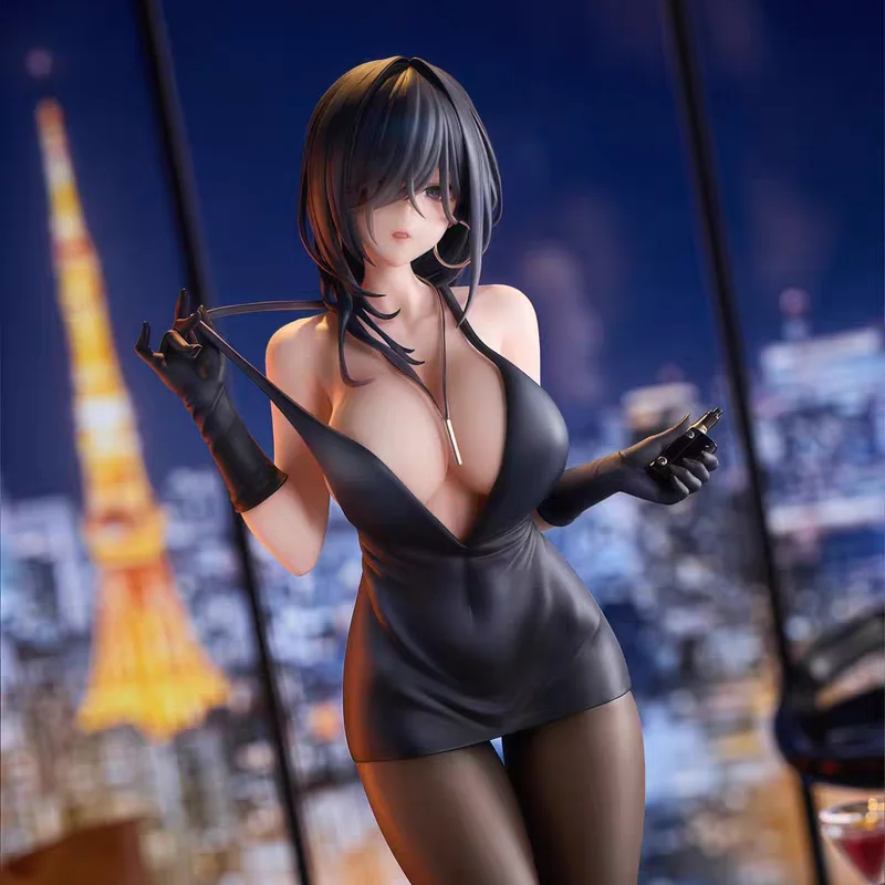 

Shishan black dress in stock, original painting, beautiful girl animation, sexy Japanese anime model, box decoration gift