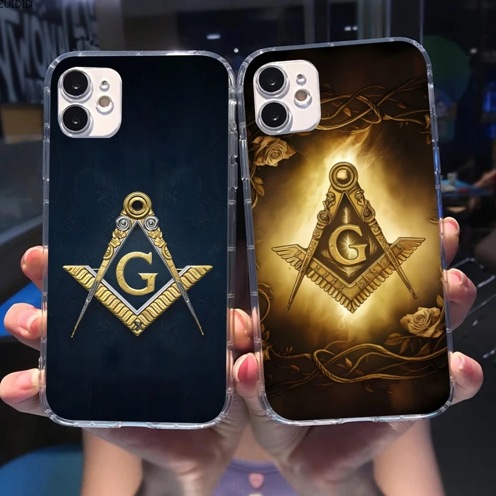 Freemason Painting Color Mobile Cell Phone Case for iPhone 16 15 14 13 12 11 X XR XS 8 Pro Max Plus Mini Clear Transparent Cover