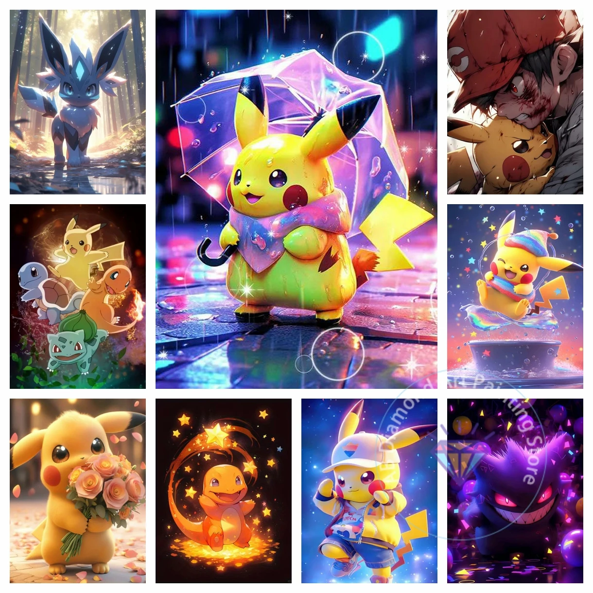 Pokémon colorido lindo Pikachu AB Kit de pintura de diamante 5D DIY bordado de diamantes arte Hecho A Mano regalo para niños decoración del hogar