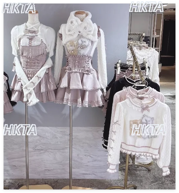 

Japanese Liz Sweater Women 2025 Winter New Cute Cats Fluffy Soft Pullover Knittwear Shirt Sweet Girls Lolita Sweaters Coat Lady