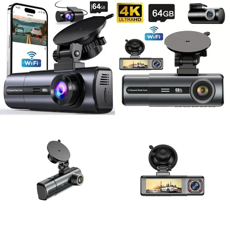 4k 3 Inch IPS Screen Vehicle DVR G-sensor Video Recorder Camera Black Car Dash Cam WiFi Support GPS