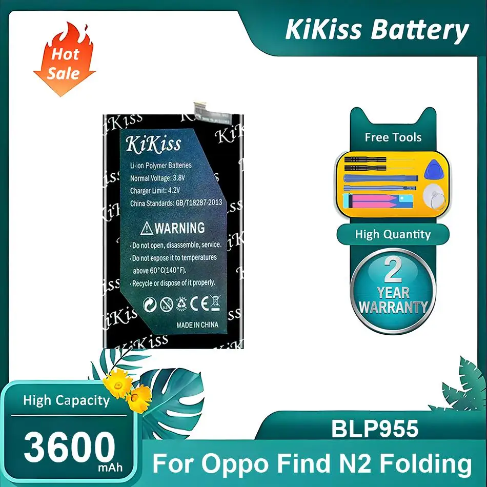KiKiss Battery For Oppo Find N2 Folding,BLP955,3600mAh