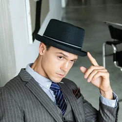 British Style Vintage Men's Top Hat High-end Wool Tweed Small Top Hat Big Head Large Size Gentleman Jazz Hat Man