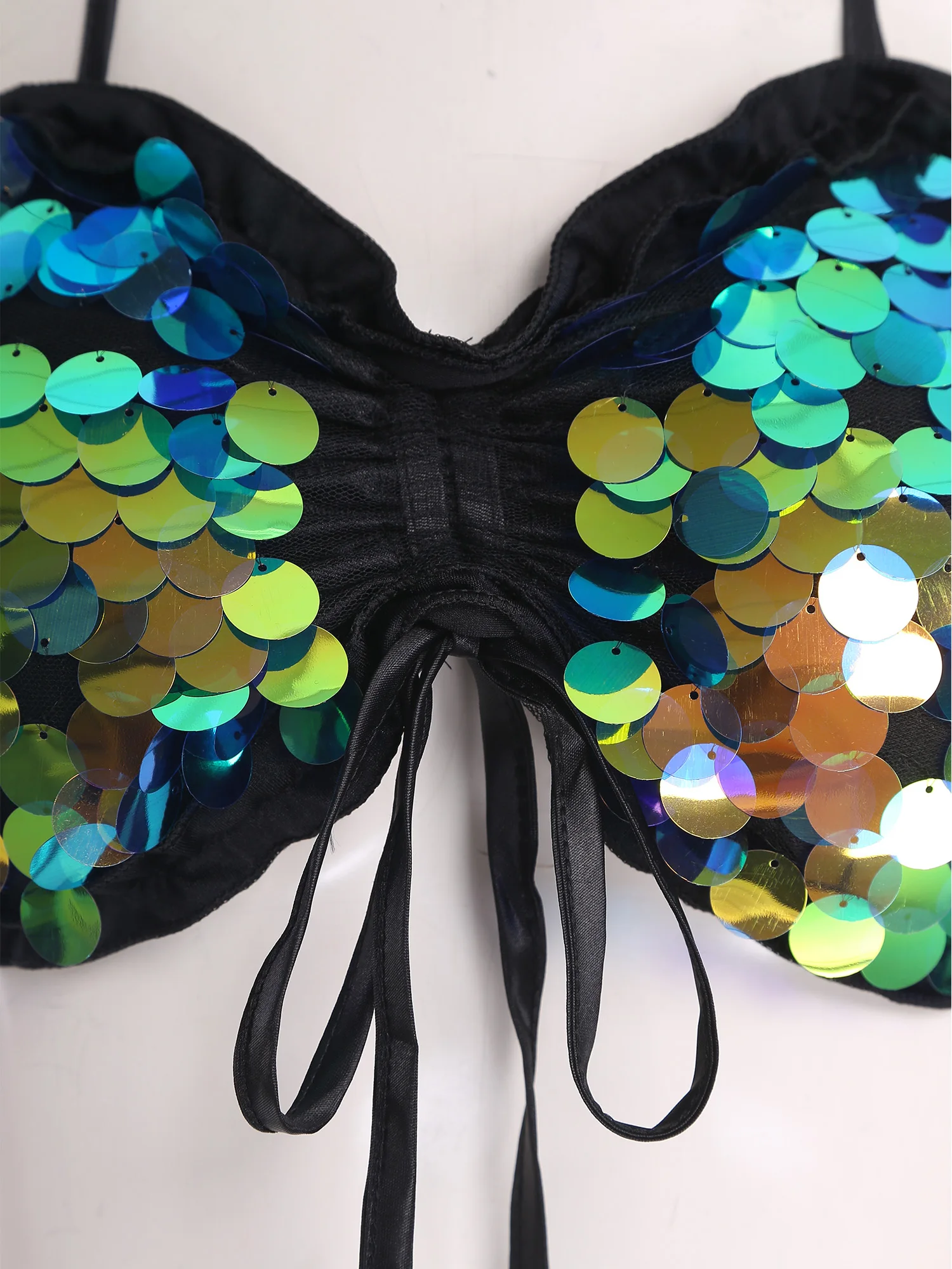 Damski seksowny zestaw do tańca brzucha: łańcuszek na pas, chusta na biodra, cekinowy top, spódnica z frędzlami, strój sceniczny, nowy kostium na Halloween, przebranie syreny.