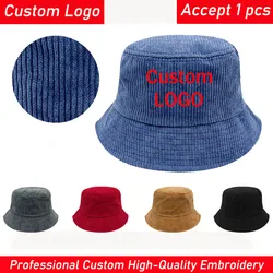 Professional Customized High Quality Embroidered Corduroy Fisherman's Hat Design Your Own Corduroy Logo Fisherman's Hat