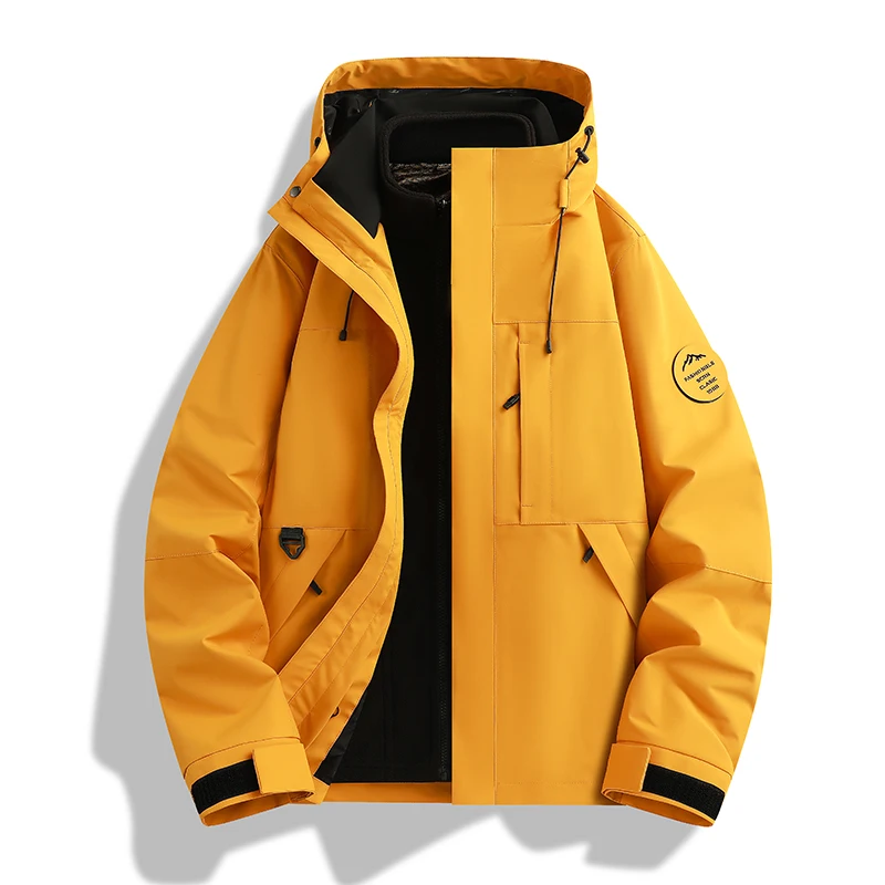 Autumn and Winter New Three in One Outdoor Jacket Simple and Fashionable Men's and Women's Outdoor Camping Skiing Warm Jacket