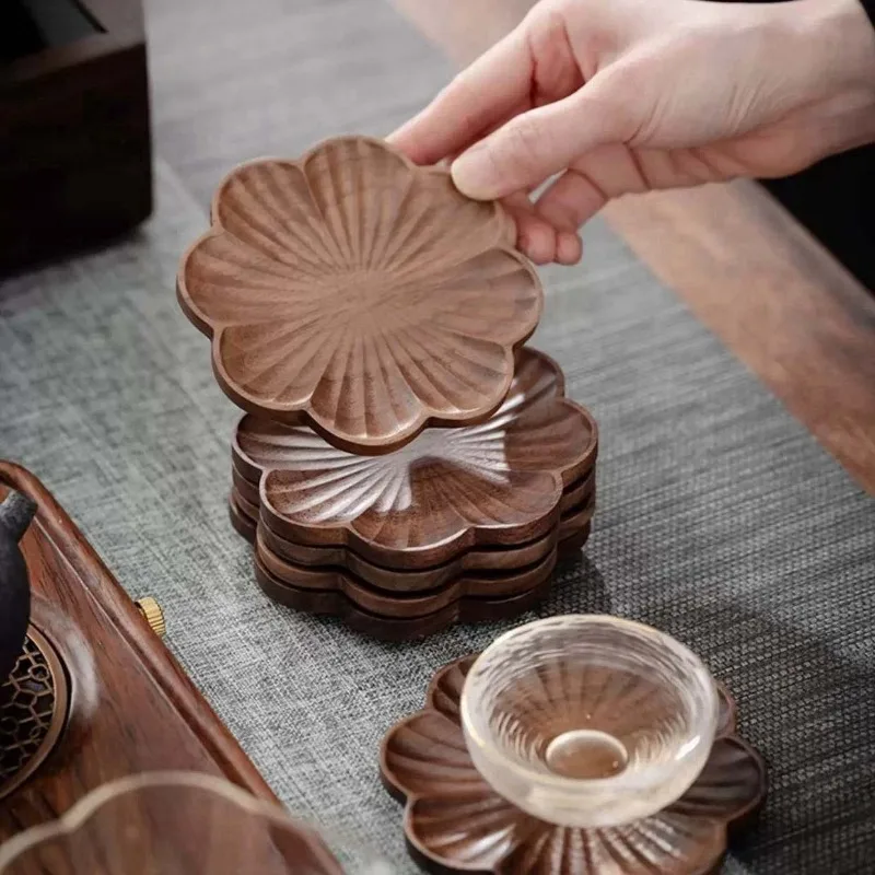 Bandeja de té hecha a mano para ceremonia del té de nogal negro de América del Norte, almohadilla aislante de madera maciza para el hogar, nuevo estilo chino