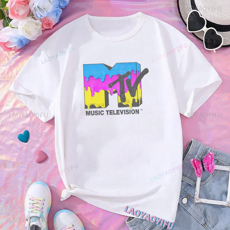 Ice Cream Mtv Music Television Printed T Shirt Woman Retro Rock Hip Hop Tv Tee Summer Fashion T-shirt Men Cotton Brand Teeshirt