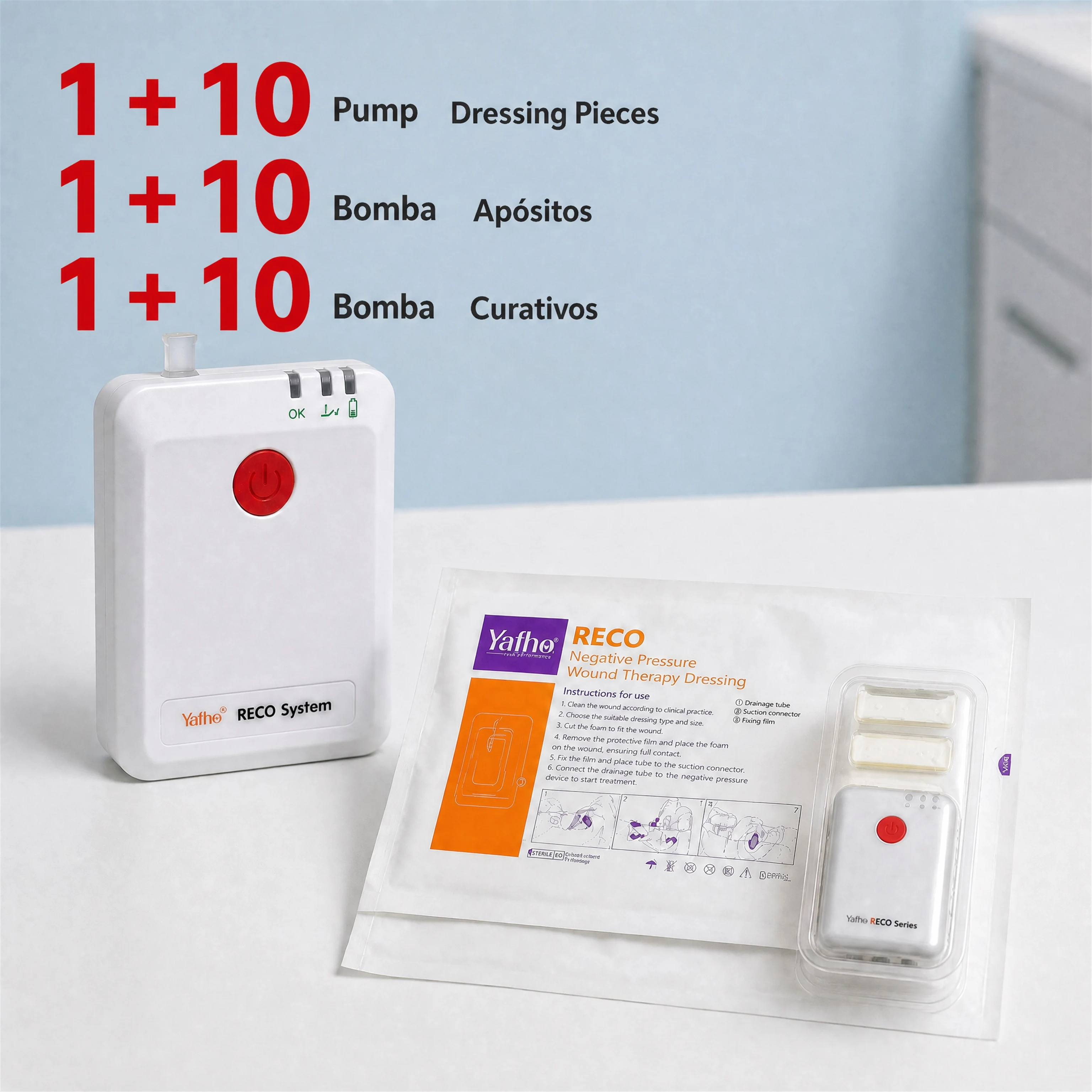 Disposable Lightweight Portable NPWT Pump System Recco Wound Care Device 15X20 20X20 20X25CM for Home Healthcare