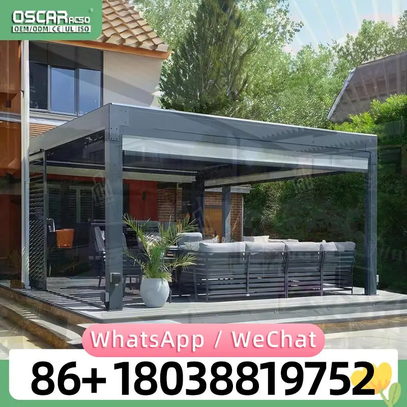 Aluminum Outdoor Louvered Pergola with Adjustable Rainproof Roof Innovative Modern Garden Patio Backyard Deck Grape Trellis Sun