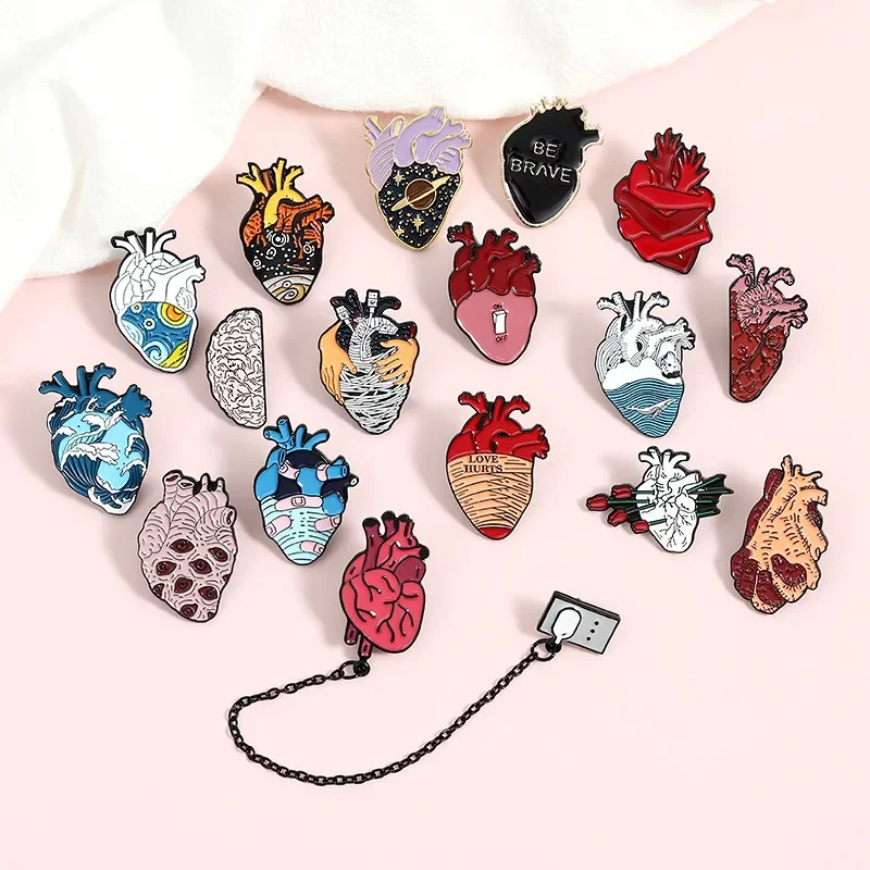 24style Anatomical Heart Enamel Pins Medical Anatomy Brooch  Neurology for Nurse and Doctor Gifts Lapel Pin Jewelry Bags Badge