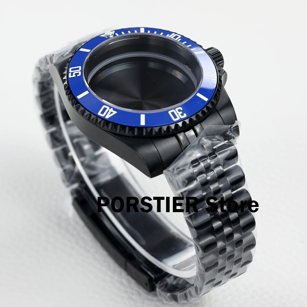 High Quality 40mm NH35 watch Case Black Pvd Jubilee Strap Stainless steel Bracelet for NH35 NH36 movement Sub GMT Yacht cases