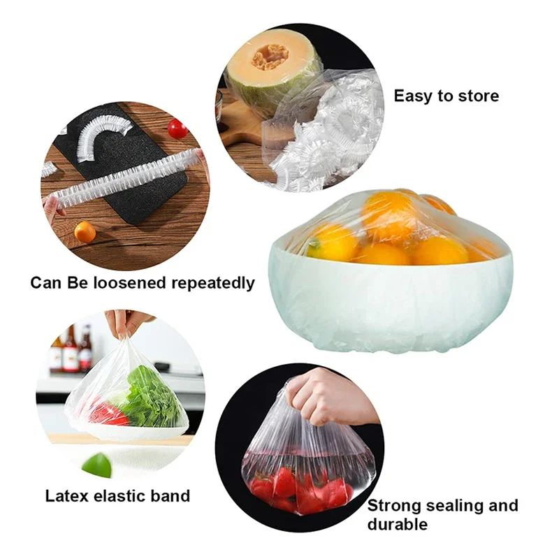 100 Pieces Plastic Wrap, Extra Thick Disposable Plastic Wrap - Clear, Retractable Plastic Wrap for Leftovers, Fruits and Vegetab