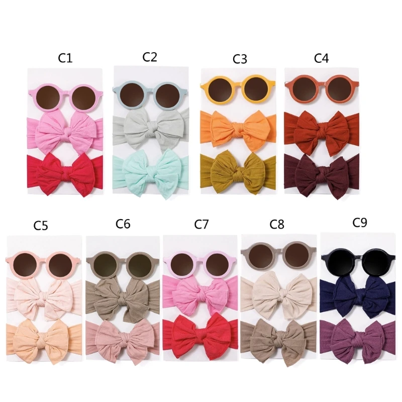 3Pcs Bowknot Headband Eyewear Kindergarten Girl Hair Decors Photo Props