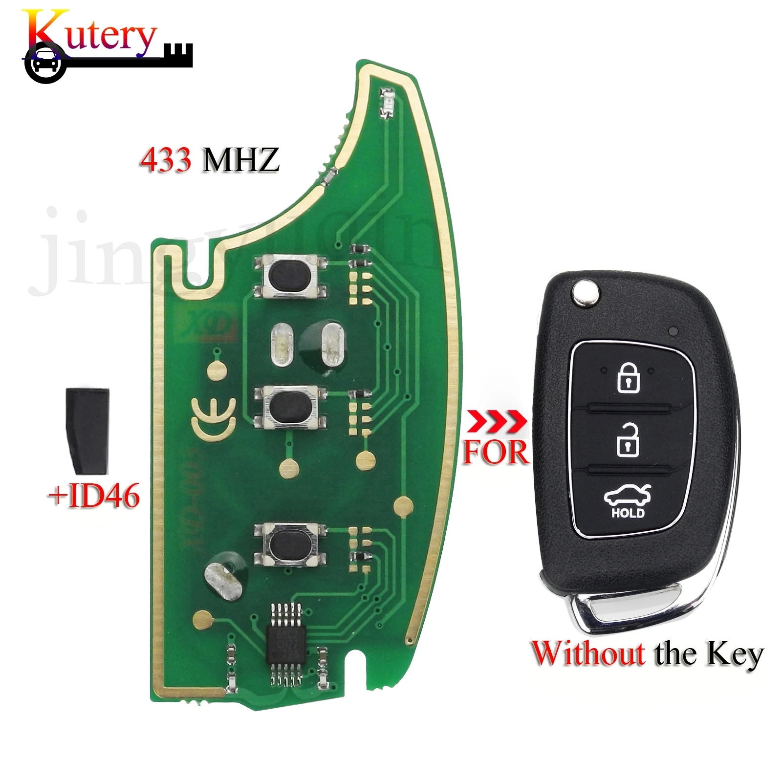 

Kutery 10pcs/Lot Remote Car Key Circuit Board For Hyundai Elantra Accent Ix35 IX45 I30 Solaris Tucson 3Buttons 433mhz ID46 Chip