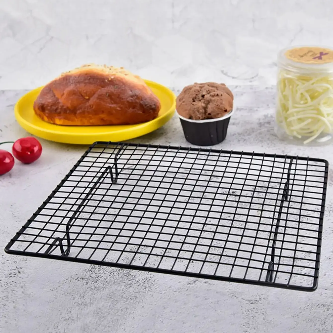 1pc-High Carbon Steel Nonstick Cake Cooling Rack Cooling Grid Tray Biscuit Cookie Biscuits Bread Muffins Cake Cooler Rack Stand