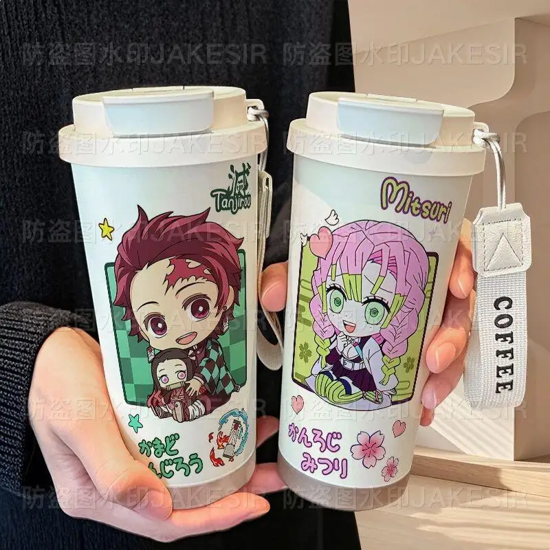 Taza Aislada de Anime Demon Slayer, Nezuko Kamado, Artículos Periféricos, Gran Capacidad, Doble Pared, con Pajita, Portátil, Regalo para Chicas