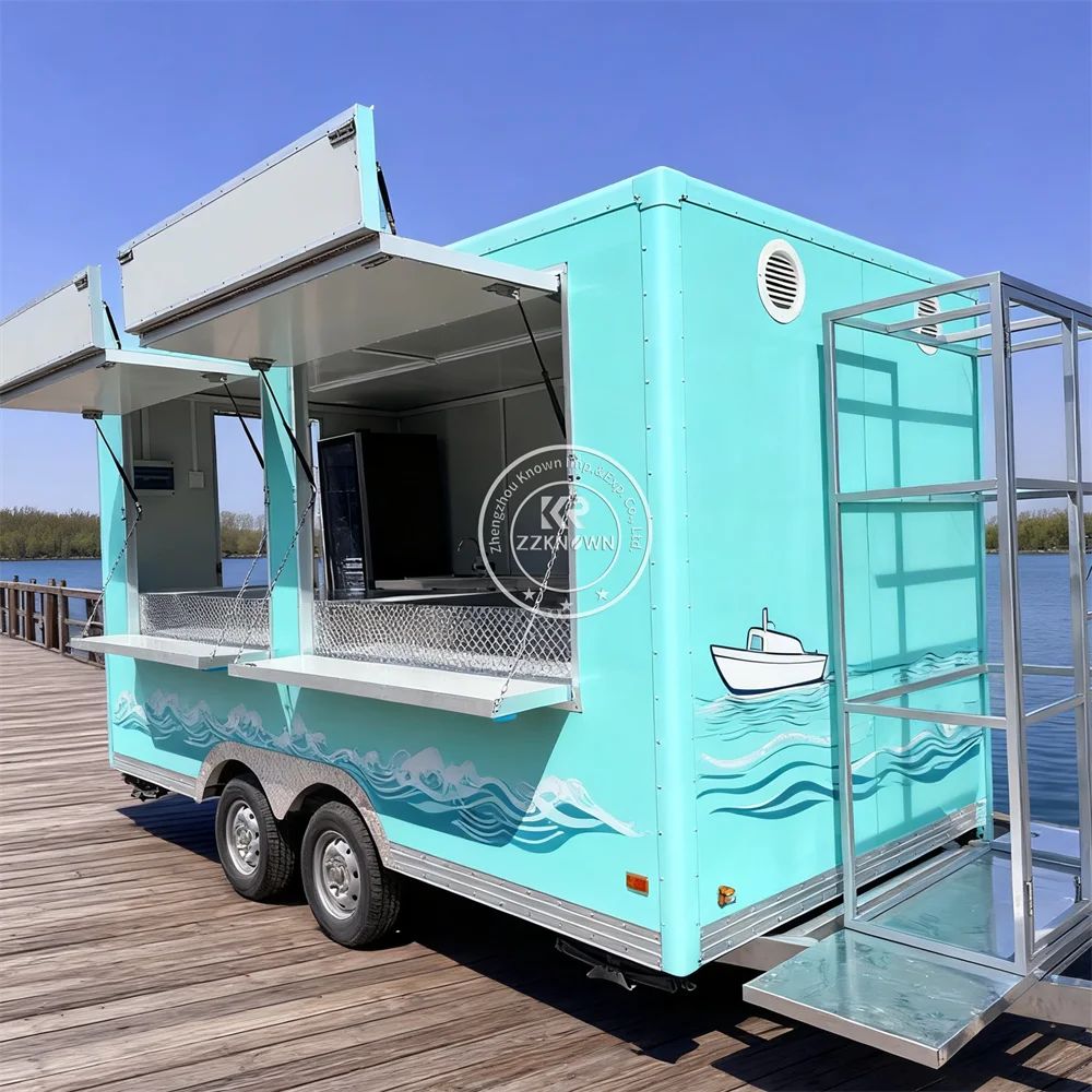 

Concession Catering Trailer Fully Equipped Street Food Cart Mobile BBQ Smoker Trailer Food Truck Trailer With Full Kitchen