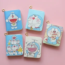 Hot Sale Doraemon Short Pouch Anime Printe Cute Wallet Cartoon Card Holder Mini Zipper Coin Purse Kawaii Purses Keychains Case