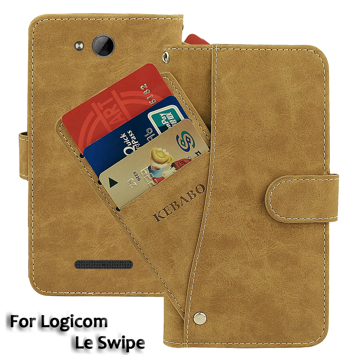 Vintage Leather Wallet Logicom Le Swipe Case 5'' Flip Luxury Card Slots Slip-resistant Cover Phone Protective Cases Bags