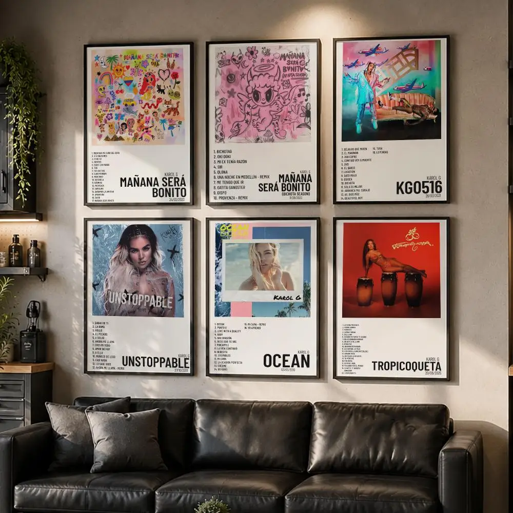 GSinger Rapper K-Karol G Album Poster HD Home Wall Stickers House Hallway Living Room Bedroom Bar Office Decor Art Prints