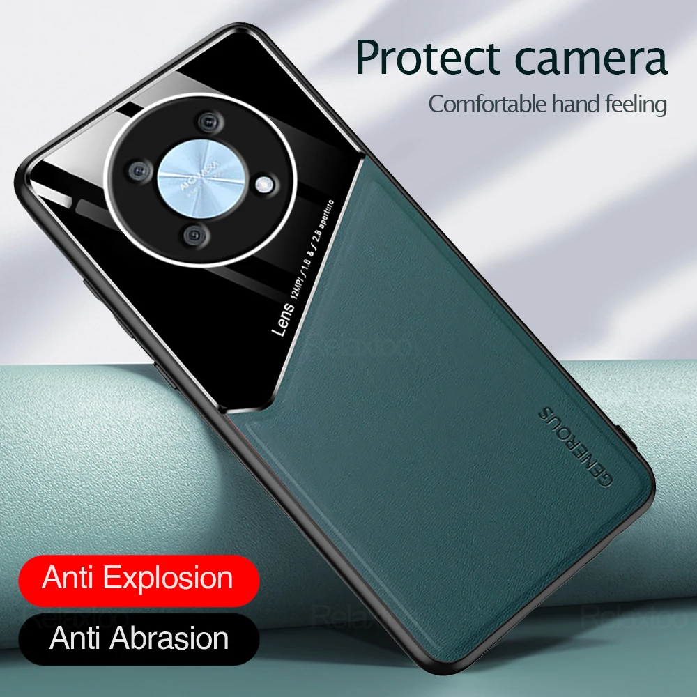 hauwei nova y90 case leather car holder magnetic cover for huawei nova y90 y 90 90y huawey novay90 soft frame back protect coque